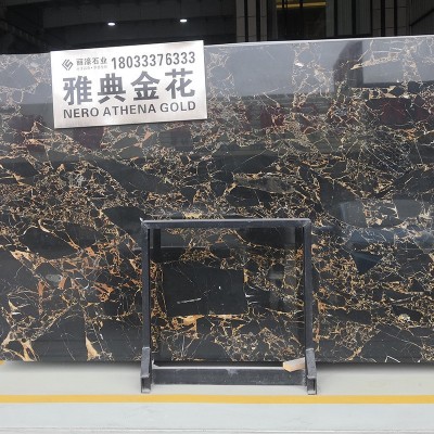 云浮天然大理石黑金花室内客厅地面拼花别墅楼梯脚线石线浴室定制图1