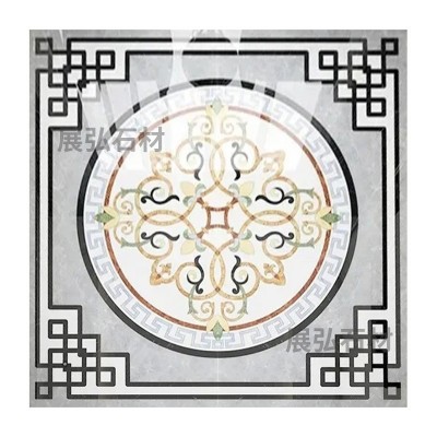 天然大理石水刀拼花电梯桥厢过道玄关地面别墅酒店大堂地面砖厂家图5