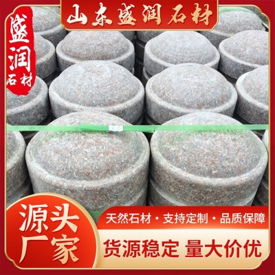 芝麻灰挡车石柱现货花岗岩学校门口路障圆柱大理石山东石材止车石图3