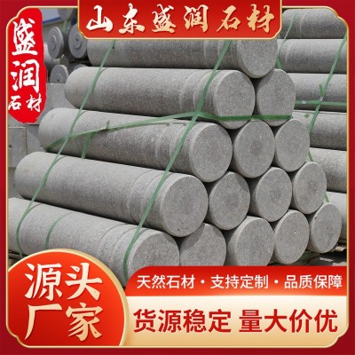 芝麻灰挡车石柱现货花岗岩学校门口路障圆柱大理石山东石材止车石图1