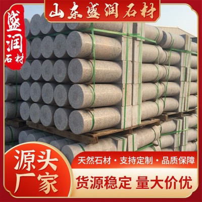 芝麻灰挡车石柱现货花岗岩学校门口路障圆柱大理石山东石材止车石图2