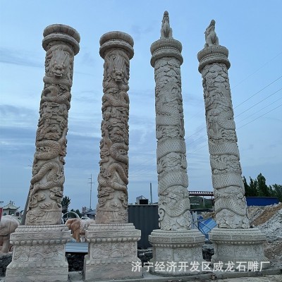 石雕龙柱祠堂青石龙柱汉白玉文化柱广场寺庙盘龙柱花岗岩石柱图2