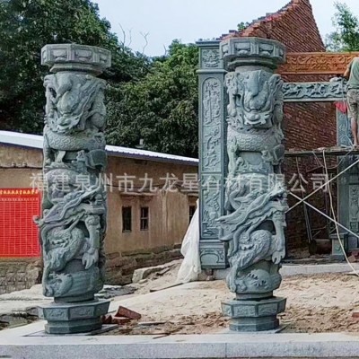 石雕龙柱青龙盘龙柱广场文化圆柱大理石华表柱大型花岗岩石头方柱图4