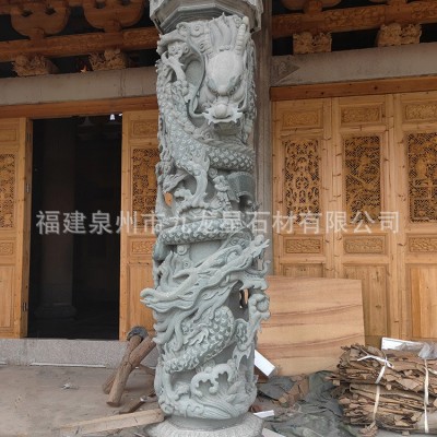 石雕龙柱青龙盘龙柱广场文化圆柱大理石华表柱大型花岗岩石头方柱图3