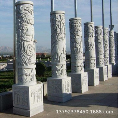手工雕刻青石龙柱景区广场小区浮雕龙凤盘龙柱园林戏珠文化柱图2