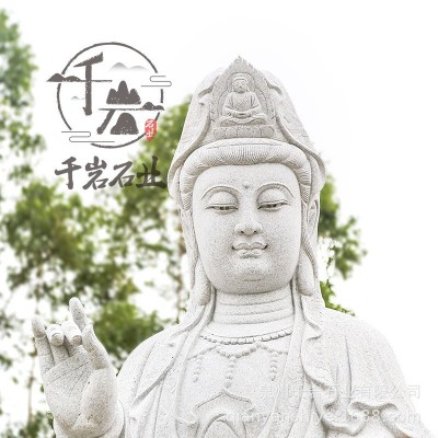 石雕滴水观音佛像石头雕刻送子观音寺院寺庙古建雕塑古代人物图4