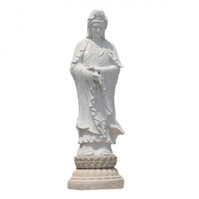 石雕三面观音像寺庙大型滴水观音菩萨雕像汉白玉送子观音摆件厂家图5