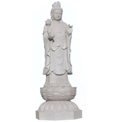石材厂大量供应 石雕观音 寺庙三面观音石雕四面观音青石佛像图4