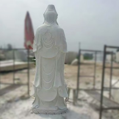 石雕观音像佛像 汉白玉滴水观音像寺庙供奉佛像观音菩萨厂家制作图3