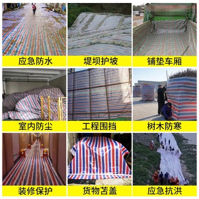 厂家批发工程苫布加厚篷布 家装防尘塑料防雨防水三色ppe 彩条布图4