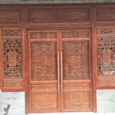 东阳雕刻中式仿古门窗雕花实木花格镂空木格栅门实木家具装饰门窗图3