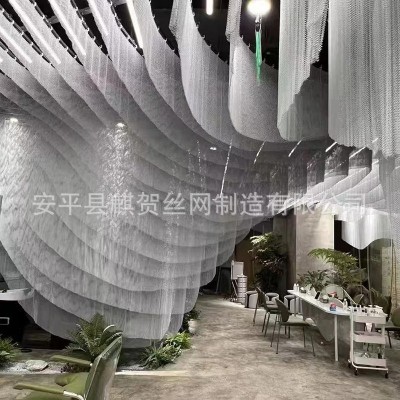厂家直销金属装饰垂帘网造型铝网帘隔断垂帘304不锈钢金属水幕帘图2