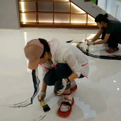 防水环保QY-Y03水墨艺术地坪漆自流平室内油性环氧树脂漆图3