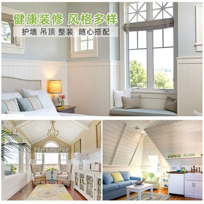 批发销售白色欧式实木护墙板扣板墙裙吊顶背景墙装修免漆桑拿板图4