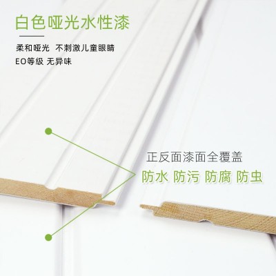 批发销售白色欧式实木护墙板扣板墙裙吊顶背景墙装修免漆桑拿板图3
