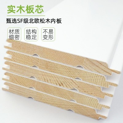 批发销售白色欧式实木护墙板扣板墙裙吊顶背景墙装修免漆桑拿板图2