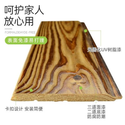 樟子松实木免漆扣板 吊顶木阳台隔断墙裙 加工定制黄金碳化桑拿板图3