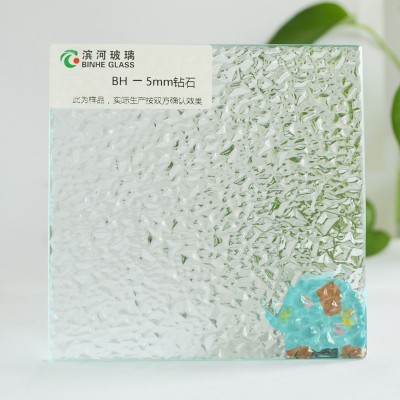 成都厂家压花玻璃长虹水立方好运连连钻石家装工装装饰玻璃图3