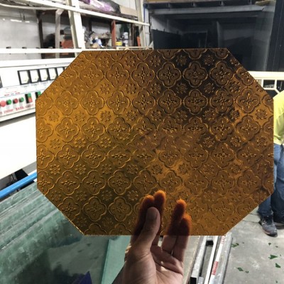 超白长虹压花艺术海棠水纹双方格热弯钢化极简窄框配套玻璃图4