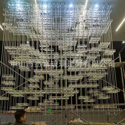 水晶砖加工气泡装饰透明云雾玻璃砖浴室水晶方形空心装潢玻璃墙图2