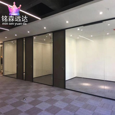 办公室隔断墙写字楼单层玻璃带木门隔断钢化玻璃百叶隔断高隔间图3