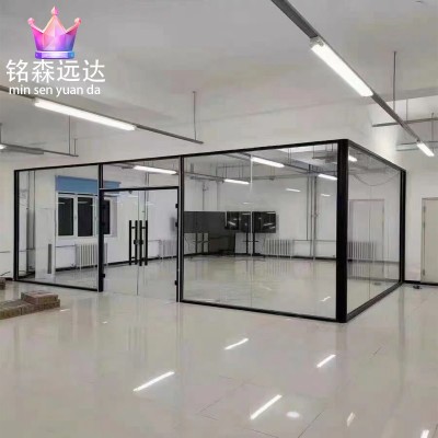 办公室隔断墙写字楼单层玻璃带木门隔断钢化玻璃百叶隔断高隔间图4