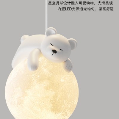 奶油风简约风床头餐厅吊灯创意月球过道儿童房床头温馨小吊灯具厂图4