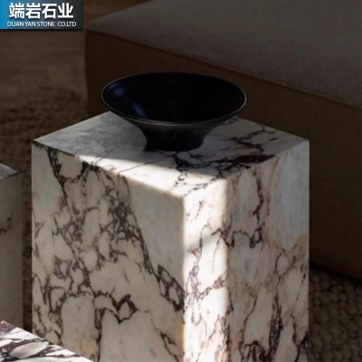 奢石天然大理石圆形台面茶几台茶台餐边桌现代家居装饰岛台设计图4