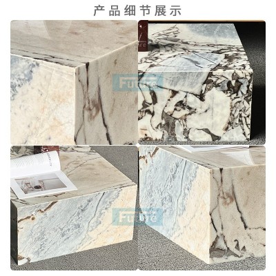 天然大理石奢石茶几大象白北欧意式客厅沙发简约轻奢高级感设计款图4