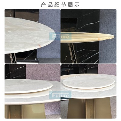 天然大理石奢石餐桌卡里冰玉北欧意式椭圆形客厅简约轻奢高级设计图5