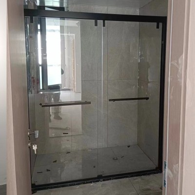 淋浴房整体一件起批发屏风一字整工装体淋浴房隔断浴室门天地转轴图3