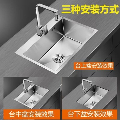 特大号不锈钢手工水槽单槽加厚4MM厨房水槽洗菜盆洗碗水池图3