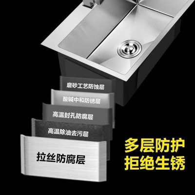 特大号不锈钢手工水槽单槽加厚4MM厨房水槽洗菜盆洗碗水池图4