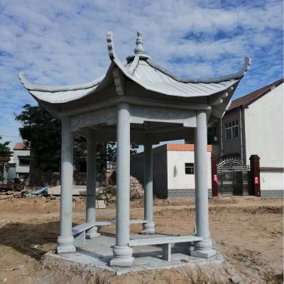 花岗岩石凉亭户外庭院花园六角别墅四角园林景观八角亭子休闲亭子