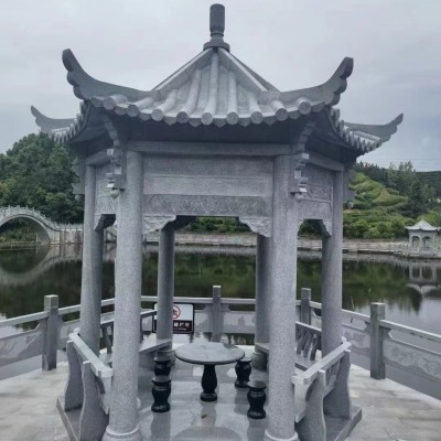 花岗岩石凉亭户外庭院花园六角别墅四角园林景观八角亭子休闲亭子图3