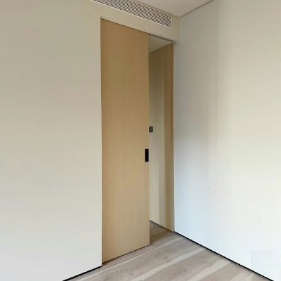 极简口袋门隐形门内嵌弹按式实木隐藏门玻璃门吊轨推拉移门隔断门图3