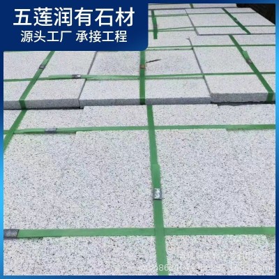 芝麻白火烧板 大理石三公分厚工程板浅灰色铺路户外用 山东芝麻白