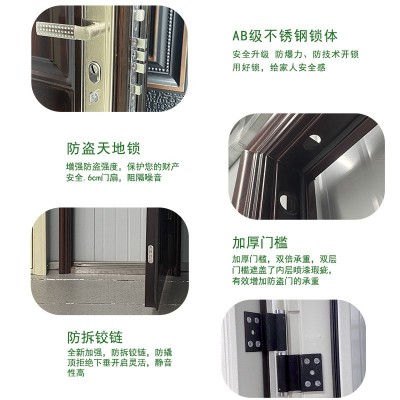 成都厂家木纹色钢制工程门进户门防盗门出租屋房间门可定包过验收图4