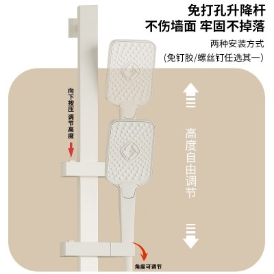 奶油风分体式简易淋浴花洒套装全铜体浴室卫生间白色沐浴器无顶喷图4