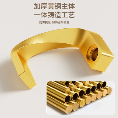 跨境铜冷热面盆水龙头枪灰黑白玫瑰金色瀑布洗脸盆卫生间洗手盆图2