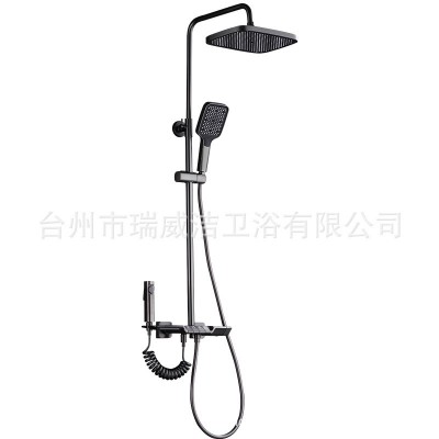 全铜枪灰色淋浴花洒套装家用卫生间数显恒温增压花洒冷热沐浴喷头图5