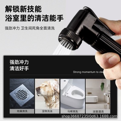 全铜雅黑色淋浴花洒套装增压喷头家用浴室间恒温数显淋浴花洒套装图2