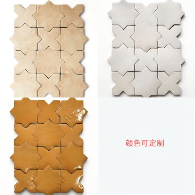 南城北爱十字星八角型复古陶土手工砖马赛克卫生间背景墙民宿服装图5
