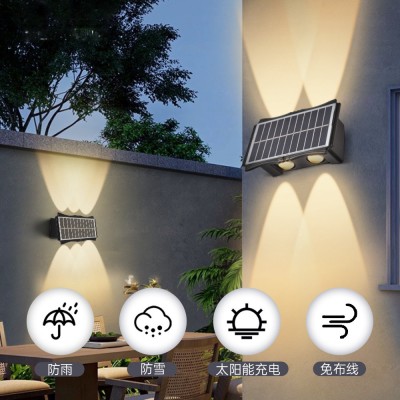 LED太阳能灯 户外庭院灯太阳能投光灯室外壁灯花园装饰围墙照明灯图2