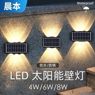 LED太阳能灯 户外庭院灯太阳能投光灯室外壁灯花园装饰围墙照明灯