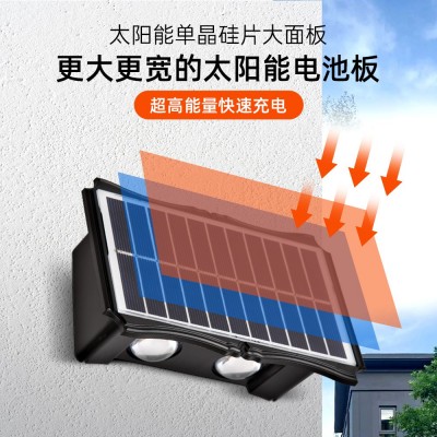 LED太阳能灯 户外庭院灯太阳能投光灯室外壁灯花园装饰围墙照明灯图3