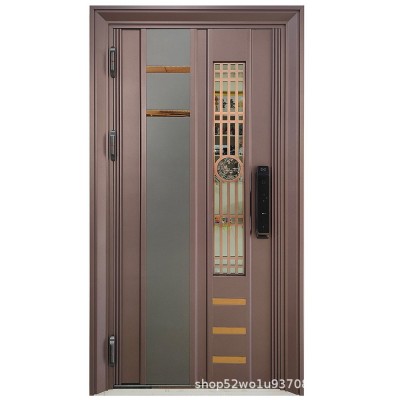 不锈钢双开门韩式门单开门家用别墅防盗门通风入户门大门送货安装图4
