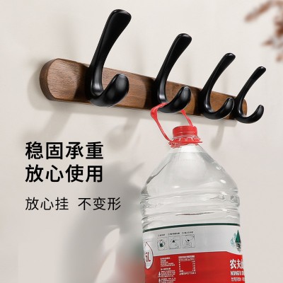黑胡桃木挂钩墙上衣服衣帽壁挂衣架入户门后进门玄关试衣间免打孔图3