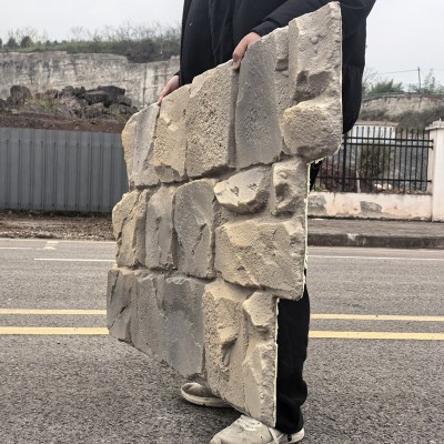 PU轻质仿生石别墅外墙装饰碎山石厂家供应仿真城墙石庭院造景石图2