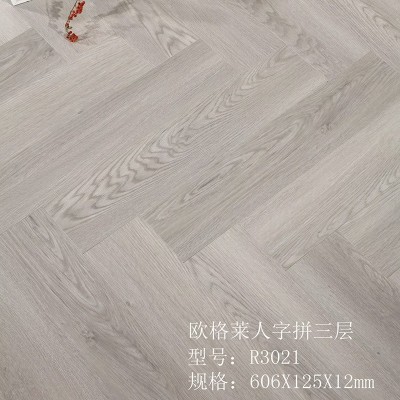 厂家12mm卧室家用地板 复合锁扣地暖用大板 新三层实木地板批发图5